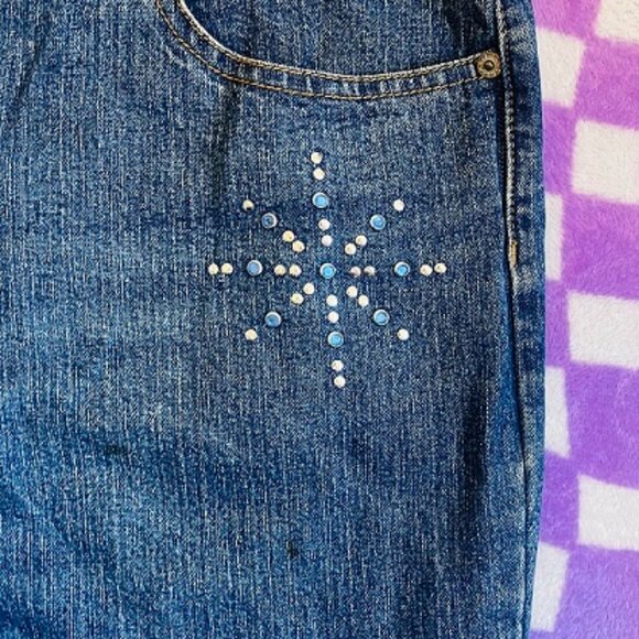 No Excuses vintage 90s Y2K studded flare jeans size juniors 13/14 - Picture 4 of 4